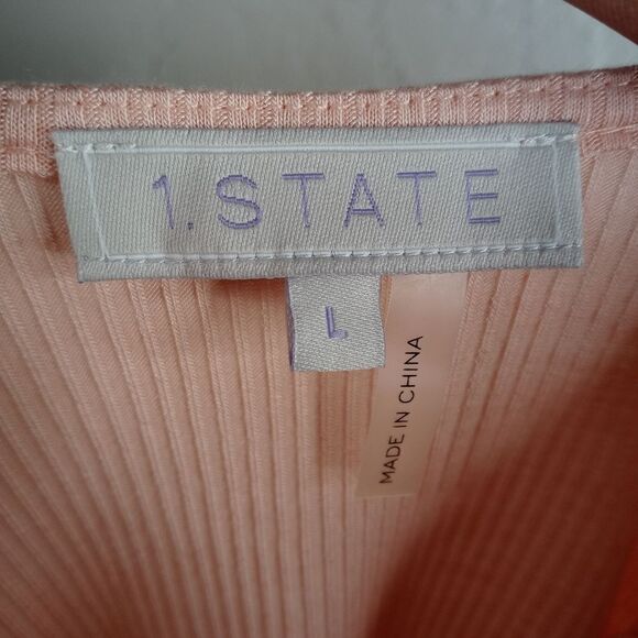 1. State Ribbed Ruffle Bodysuit in peach - Picture 4 of 8